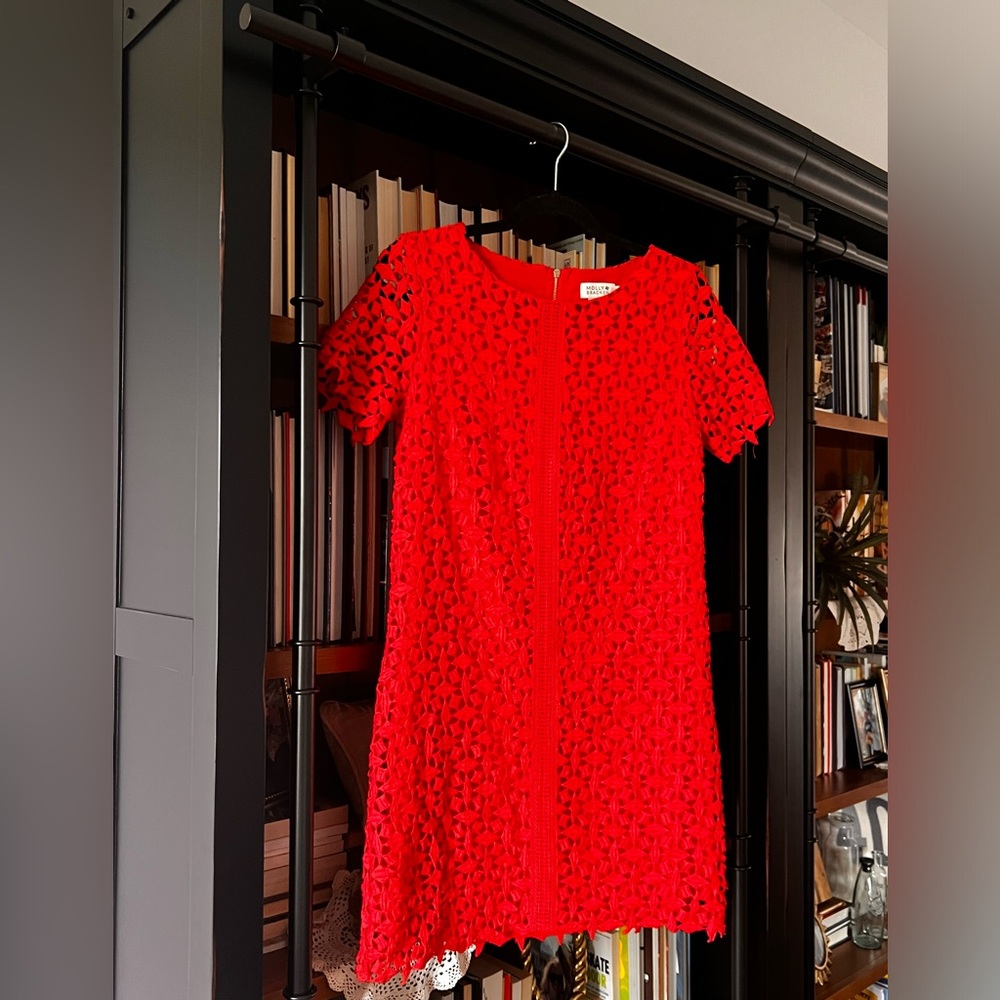 Vibrant Red Lace Dress